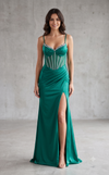 Load image into Gallery viewer, Wholesale Spaghetti Strap Corset Mermaid Prom Dress with Sheer Mesh Illusion Bodice by LAM-004