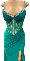 Load image into Gallery viewer, Wholesale Spaghetti Strap Corset Mermaid Prom Dress with Sheer Mesh Illusion Bodice by LAM-004
