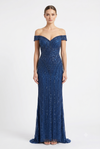 Load image into Gallery viewer, Sleeveless Beaded Mermaid Prom Dress Crystal Rhinestone Strapless Evening Gown by LAM-2653 - NAVY - Prom Dress LA Merchandise
