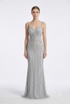 Load image into Gallery viewer, Sleeveless Beaded Mermaid Prom Dress Crystal Rhinestone Strapless Evening Gown by LAM-2653 - SILVER - Prom Dress LA Merchandise
