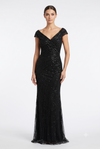 Load image into Gallery viewer, Wholesale Fully Beaded Sequin Sheath V-Neck Cap Sleeve Prom Evening Gown by LAM2674