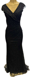 Load image into Gallery viewer, Wholesale Fully Beaded Sequin Sheath V-Neck Cap Sleeve Prom Evening Gown by LAM2674