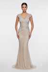 Load image into Gallery viewer, Wholesale Fully Beaded Sequin Sheath V-Neck Cap Sleeve Prom Evening Gown by LAM2674