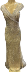Load image into Gallery viewer, Wholesale Fully Beaded Sequin Sheath V-Neck Cap Sleeve Prom Evening Gown by LAM2674