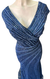 Load image into Gallery viewer, Wholesale Fully Beaded Sequin Sheath V-Neck Cap Sleeve Prom Evening Gown by LAM2674