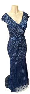 Load image into Gallery viewer, Wholesale Fully Beaded Sequin Sheath V-Neck Cap Sleeve Prom Evening Gown by LAM2674