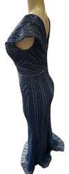 Load image into Gallery viewer, Wholesale Fully Beaded Sequin Sheath V-Neck Cap Sleeve Prom Evening Gown by LAM2674