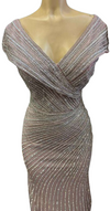 Load image into Gallery viewer, Wholesale Fully Beaded Sequin Sheath V-Neck Cap Sleeve Prom Evening Gown by LAM2674