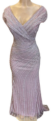Load image into Gallery viewer, Wholesale Fully Beaded Sequin Sheath V-Neck Cap Sleeve Prom Evening Gown by LAM2674