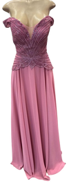 Load image into Gallery viewer, Off-Shoulder Beaded Chiffon A-Line Mother of the Bride Dress with Cap Sleeve by LAM-2677 - - Mother of he Bride Dress LA Merchandise