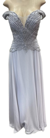 Load image into Gallery viewer, Off-Shoulder Beaded Chiffon A-Line Mother of the Bride Dress with Cap Sleeve by LAM-2677 - - Mother of he Bride Dress LA Merchandise