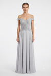 Load image into Gallery viewer, Off-Shoulder Beaded Chiffon A-Line Mother of the Bride Dress with Cap Sleeve by LAM-2677 - SILVER - Mother of he Bride Dress LA Merchandise