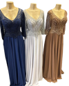 Load image into Gallery viewer, Wholesale Long Sleeve Deep V-Neck Beaded Illusion Lace A-Line Mother of the Bride by LAM-2678 - - Mother of he Bride Dress LA Merchandise