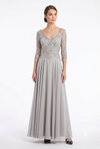 Load image into Gallery viewer, Wholesale Long Sleeve Deep V-Neck Beaded Illusion Lace A-Line Mother of the Bride by LAM-2678 - SILVER - Mother of he Bride Dress LA Merchandise