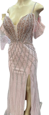 Load image into Gallery viewer, Beaded Diamond Mermaid Prom Dress with Cold-Shoulder Flutter Sleeves &amp; High Slit by LAM-2679 - - Prom Dress LA Merchandise