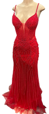 Load image into Gallery viewer, Beaded Mermaid Prom Dress Illusion Corset Gown with Rhinestone Detail Evening Dress by LAM-2684 - - Prom Dress LA Merchandise