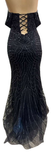 Load image into Gallery viewer, Wholesale Off-Shoulder Sequin Mermaid Prom Dress V-Neck Illusion Lace-Up Corset Back by LAM2685 - - Prom Dress LA Merchandise