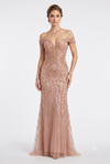 Load image into Gallery viewer, Wholesale Off-Shoulder Sequin Mermaid Prom Dress V-Neck Illusion Lace-Up Corset Back by LAM2685 - ROSE GOLD - Prom Dress LA Merchandise