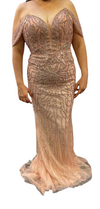 Load image into Gallery viewer, Wholesale Off-Shoulder Sequin Mermaid Prom Dress V-Neck Illusion Lace-Up Corset Back by LAM2685 - - Prom Dress LA Merchandise