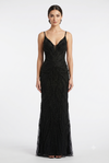 Load image into Gallery viewer, Pearl Beaded Mermaid Prom Dress V-Neck Spaghetti Strap Lace-Up Back Formal Evening Gown by LAM-2687 - BLACK - Prom Dress LA Merchandise