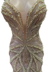Load image into Gallery viewer, Pearl Beaded Mermaid Prom Dress V-Neck Spaghetti Strap Lace-Up Back Formal Evening Gown by LAM-2687 - - Prom Dress LA Merchandise