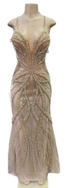 Load image into Gallery viewer, Pearl Beaded Mermaid Prom Dress V-Neck Spaghetti Strap Lace-Up Back Formal Evening Gown by LAM-2687 - - Prom Dress LA Merchandise