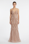 Load image into Gallery viewer, Pearl Beaded Mermaid Prom Dress V-Neck Spaghetti Strap Lace-Up Back Formal Evening Gown by LAM-2687 - ROSE GOLD - Prom Dress LA Merchandise