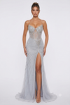 Load image into Gallery viewer, Wholesale Beaded Mermaid Prom Dress Sweetheart Evening Gown with Lace-Up Back &amp; Slit by LAM2688 - BABY BLUE - Prom Dress LA Merchandise