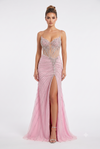Load image into Gallery viewer, Wholesale Beaded Mermaid Prom Dress Sweetheart Evening Gown with Lace-Up Back &amp; Slit by LAM2688 - PINK - Prom Dress LA Merchandise