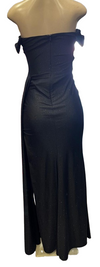 Load image into Gallery viewer, Wholesale Off-Shoulder Glitter Jersey Sheath Gown Ruched Draped Bodice &amp; Side Slit by LAM2694 - - Prom Dress LA Merchandise