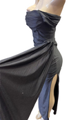 Load image into Gallery viewer, Wholesale Off-Shoulder Glitter Jersey Sheath Gown Ruched Draped Bodice &amp; Side Slit by LAM2694 - - Prom Dress LA Merchandise