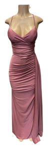 Cargar imagen en el visor de la galería, Wholesale Glitter Ruched Sheath Prom Dress with Lace-Up Corset Back &amp; Thigh Slit Evening Gown by LAM-2695 - - Prom Dress LA Merchandise