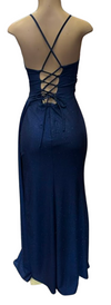 Cargar imagen en el visor de la galería, Wholesale Glitter Ruched Sheath Prom Dress with Lace-Up Corset Back &amp; Thigh Slit Evening Gown by LAM-2695 - - Prom Dress LA Merchandise