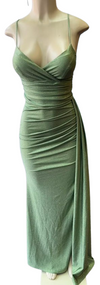 Cargar imagen en el visor de la galería, Wholesale Glitter Ruched Sheath Prom Dress with Lace-Up Corset Back &amp; Thigh Slit Evening Gown by LAM-2695 - - Prom Dress LA Merchandise