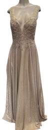 Load image into Gallery viewer, Beaded Lace Prom Gown with Illusion Neckline and Cap Sleeves A-Line Evening Dress by LAM-2698 - - Prom Dress LA Merchandise