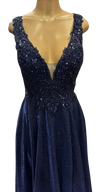 Load image into Gallery viewer, Beaded Lace Prom Gown with Illusion Neckline and Cap Sleeves A-Line Evening Dress by LAM-2698 - - Prom Dress LA Merchandise