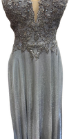 Load image into Gallery viewer, Beaded Lace Prom Gown with Illusion Neckline and Cap Sleeves A-Line Evening Dress by LAM-2698 - - Prom Dress LA Merchandise
