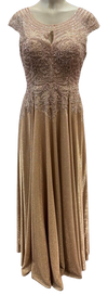 Load image into Gallery viewer, Beaded Lace Cap Sleeve Illusion Neckline Floor Length A-Line Formal Dress with by LAM-2706 - - Prom Dress LA Merchandise