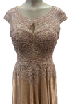Load image into Gallery viewer, Beaded Lace Cap Sleeve Illusion Neckline Floor Length A-Line Formal Dress with by LAM-2706 - - Prom Dress LA Merchandise