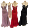 Load image into Gallery viewer, Beaded Mermaid Prom Dress Strapless Rhinestone &amp; Pearl Long Formal Gown with Slit by LAM-2710 - - Prom Dress LA Merchandise