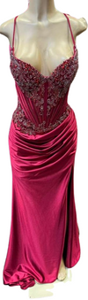 Load image into Gallery viewer, Wholesale Beaded Mermaid Satin Evening Gown with Sweetheart Neckline &amp; Lace-Up Back by LAM2713 - - Prom Dress LA Merchandise