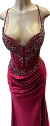 Load image into Gallery viewer, Wholesale Beaded Mermaid Satin Evening Gown with Sweetheart Neckline &amp; Lace-Up Back by LAM2713 - - Prom Dress LA Merchandise