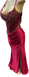 Load image into Gallery viewer, Wholesale Beaded Mermaid Satin Evening Gown with Sweetheart Neckline &amp; Lace-Up Back by LAM2713 - - Prom Dress LA Merchandise