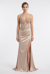 Load image into Gallery viewer, Wholesale Beaded Mermaid Satin Evening Gown with Sweetheart Neckline &amp; Lace-Up Back by LAM2713 - CHAMPAGNE - Prom Dress LA Merchandise