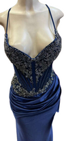Load image into Gallery viewer, Wholesale Beaded Mermaid Satin Evening Gown with Sweetheart Neckline &amp; Lace-Up Back by LAM2713 - - Prom Dress LA Merchandise