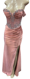 Load image into Gallery viewer, Strapless Corset Mermaid Prom Dress with Rhinestone Beading &amp; Lace-Up Back Evening Gown by LAM-2714 - - Prom Dress LA Merchandise