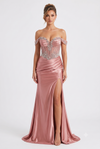 Load image into Gallery viewer, Strapless Corset Mermaid Prom Dress with Rhinestone Beading &amp; Lace-Up Back Evening Gown by LAM-2714 - DUSTY PINK - Prom Dress LA Merchandise