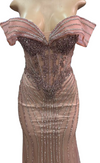 Cargar imagen en el visor de la galería, Wholesale Off-Shoulder Sheer Corset Evening Gown with Beaded Mermaid Prom Dress by LAM-2715 - - Prom Dress LA Merchandise