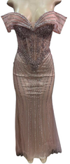 Cargar imagen en el visor de la galería, Wholesale Off-Shoulder Sheer Corset Evening Gown with Beaded Mermaid Prom Dress by LAM-2715 - - Prom Dress LA Merchandise