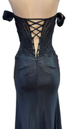 Load image into Gallery viewer, Wholesale Off-Shoulder Corset Sheath Prom Dress with Beaded Lace Appliqué Lace-Up Back by LAM-2725